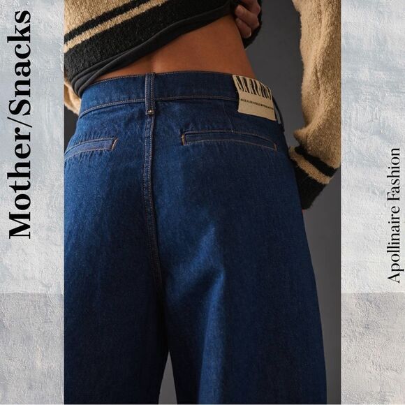 SNACKS! PUSH POP PLEATED NERDY HIGH WAIST WIDE LEG JEANS SIZE 32 DENIM COLDBREW - Picture 5 of 9